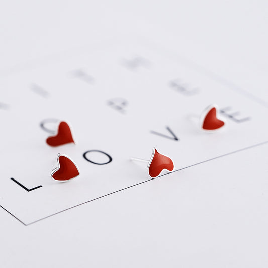 Luxyin 925 Silver Cute Heart Stud Earrings