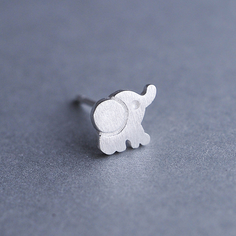 Luxyin Sterling Silver Cute Elephant Stud Earrings