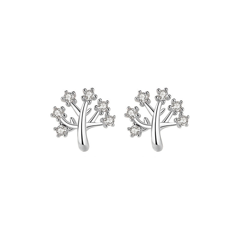 Luxyin Sterling Silver Wish Tree Stud Earrings