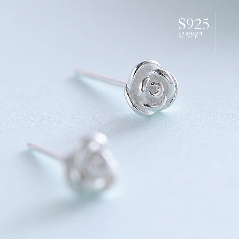Luxyin 925 Silver Rose Stud Earrings - Sweet & Simple