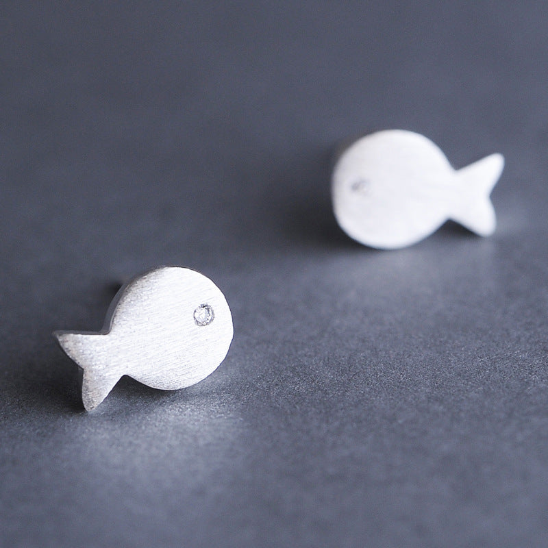 Luxyin Sterling Silver Little Fish Stud Earrings