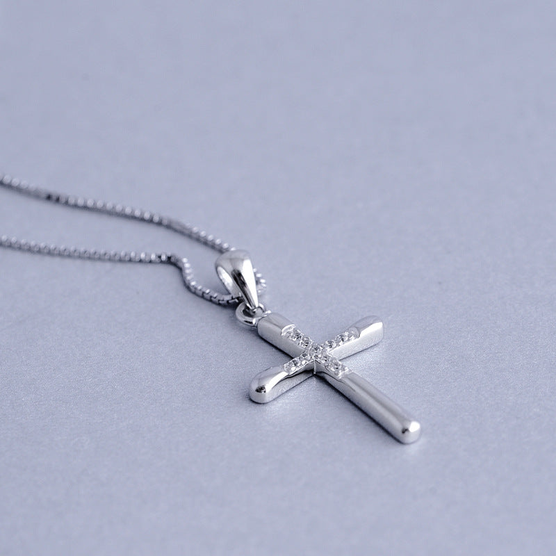 Luxyin Sterling Silver Cross Pendant Necklace