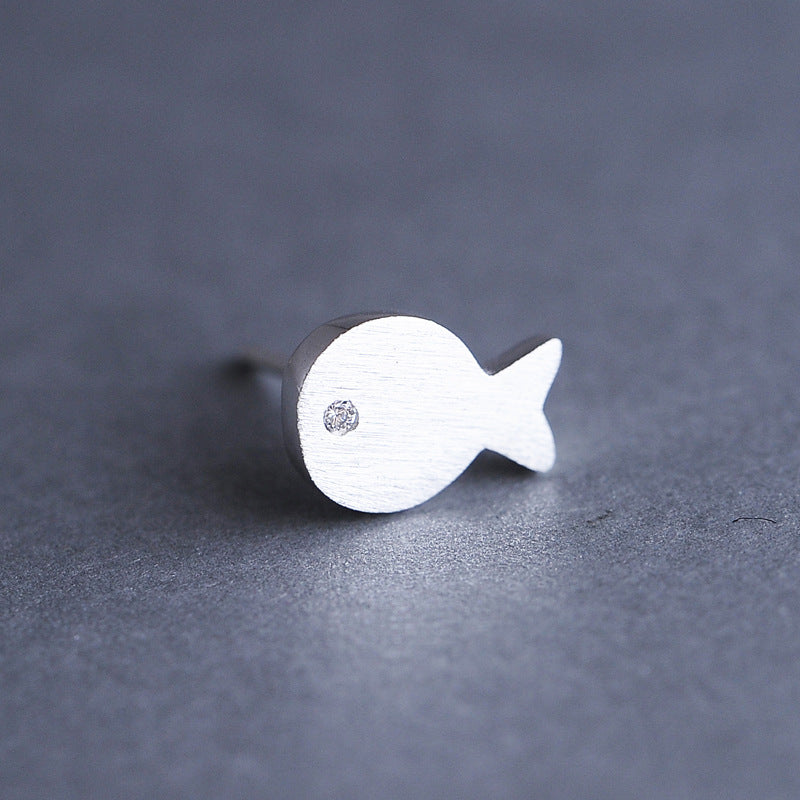 Luxyin Sterling Silver Little Fish Stud Earrings