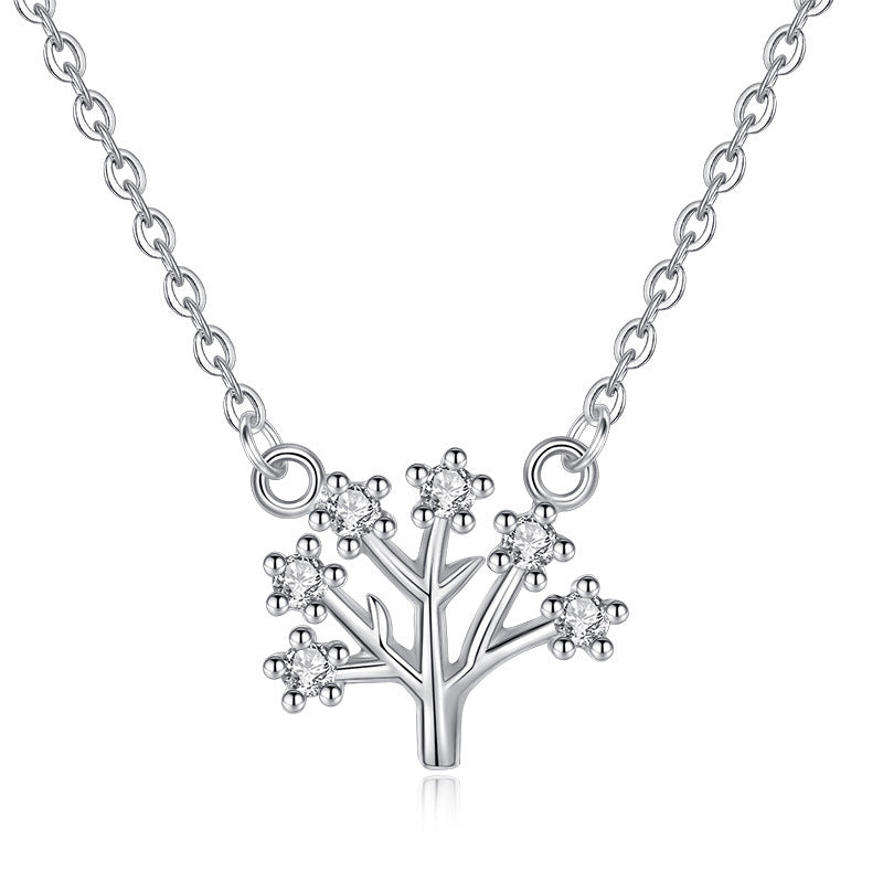Luxyin 925 Silver Sparkling Christmas Wish Tree Necklace
