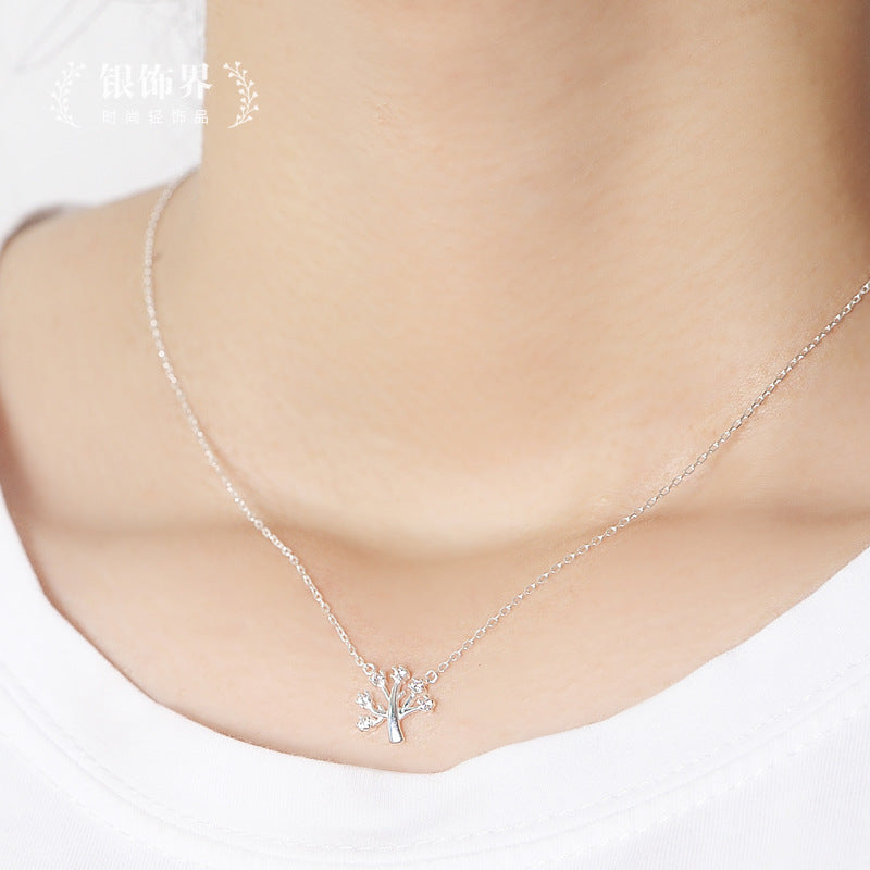 Luxyin 925 Silver Sparkling Christmas Wish Tree Necklace