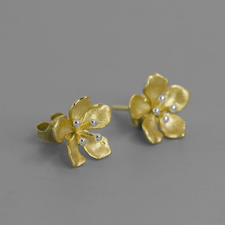 Luxyin Blooming Beauty: Sterling Silver Peach Blossom Earrings
