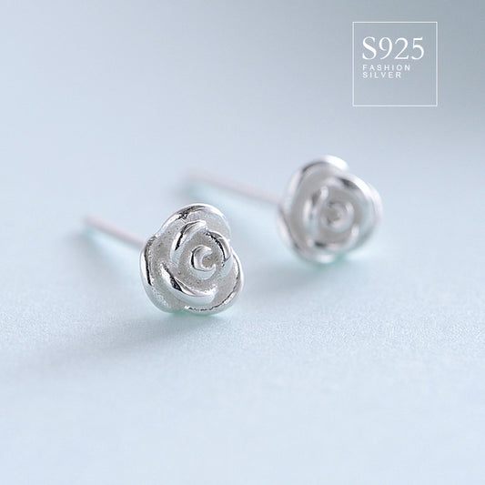 Luxyin 925 Silver Rose Stud Earrings - Sweet & Simple