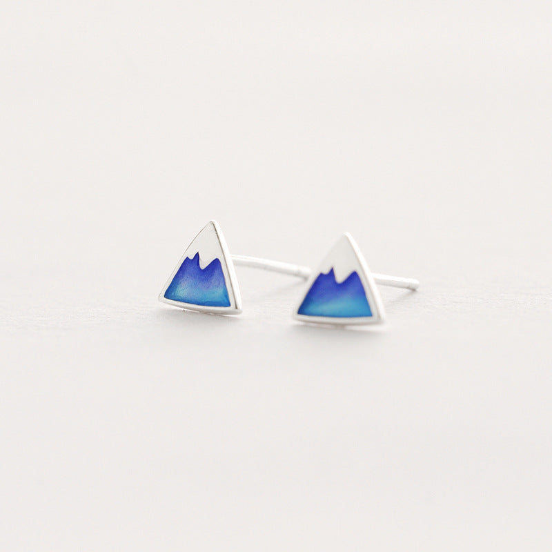 Luxyin S925 Silver Graduated Blue Enamel Mountain Stud Earrings