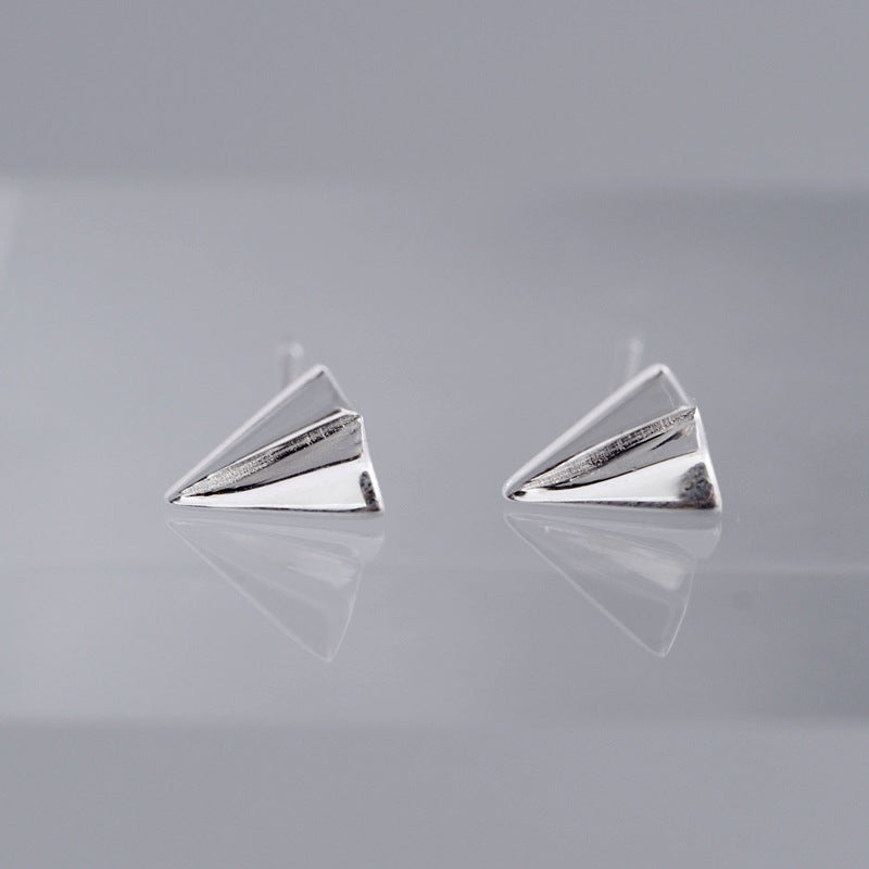 Luxyin 925 Silver Paper Airplane Stud Earrings - Sweet & Whimsical