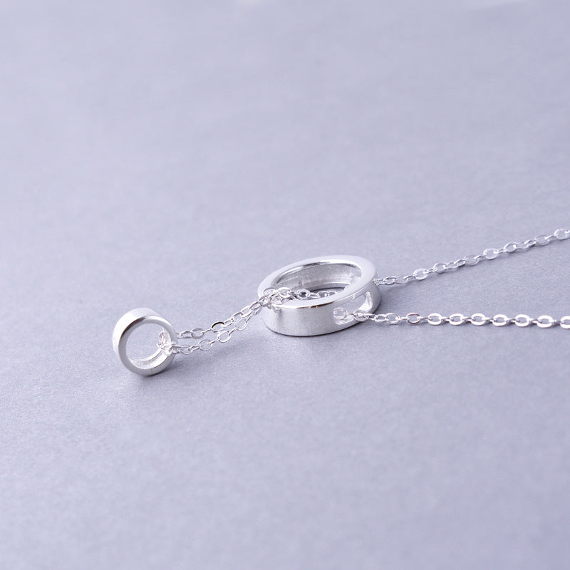 Luxyin 925 Sterling Silver Double Circle Necklace