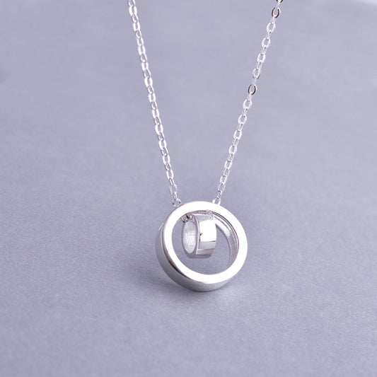Luxyin 925 Sterling Silver Double Circle Necklace