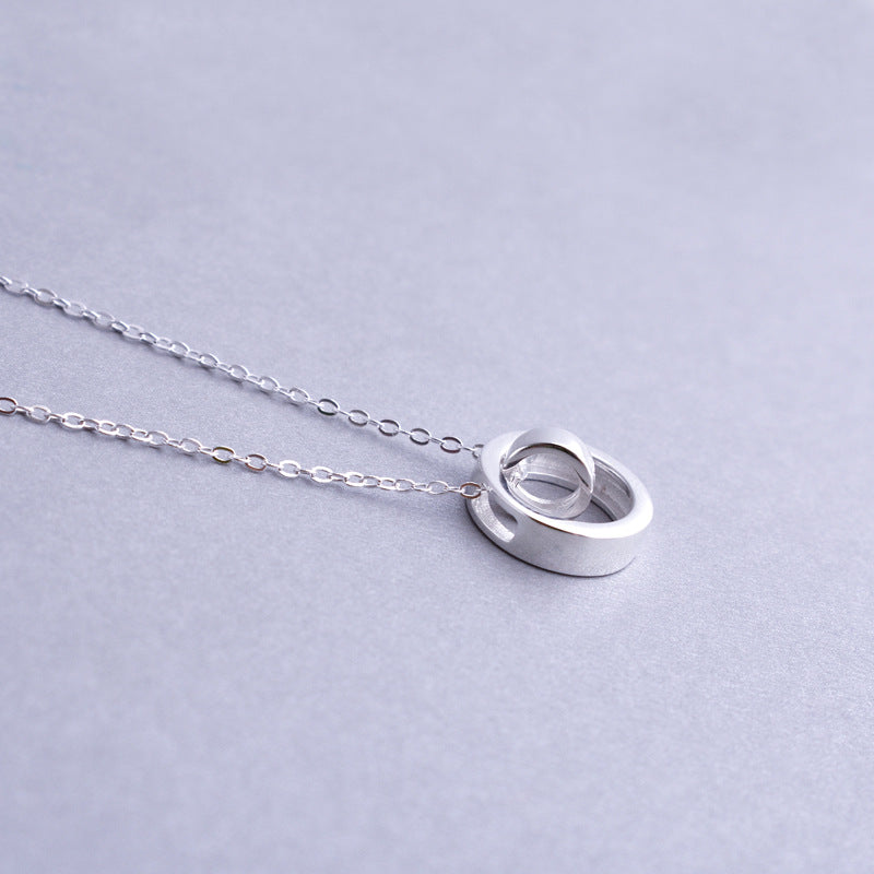 Luxyin 925 Sterling Silver Double Circle Necklace