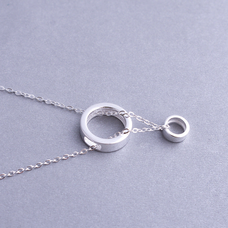 Luxyin 925 Sterling Silver Double Circle Necklace