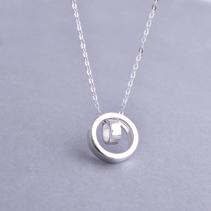 Luxyin 925 Sterling Silver Double Circle Necklace