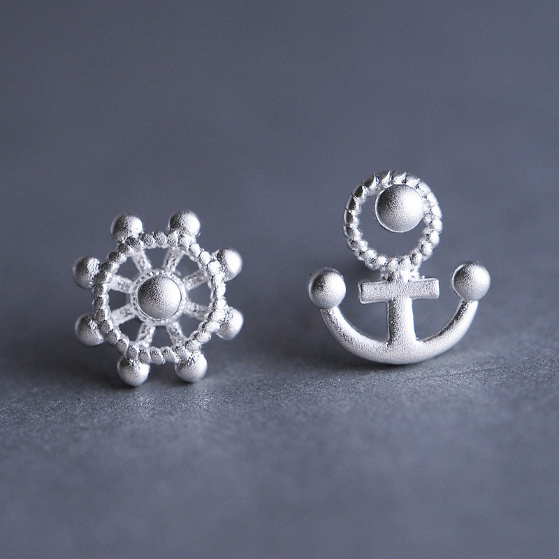Luxyin 925 Sterling Silver Nautical Charm Stud Earrings