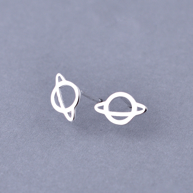 Luxyin 925 Sterling Silver Saturn Stud Earrings - Cute & Quirky