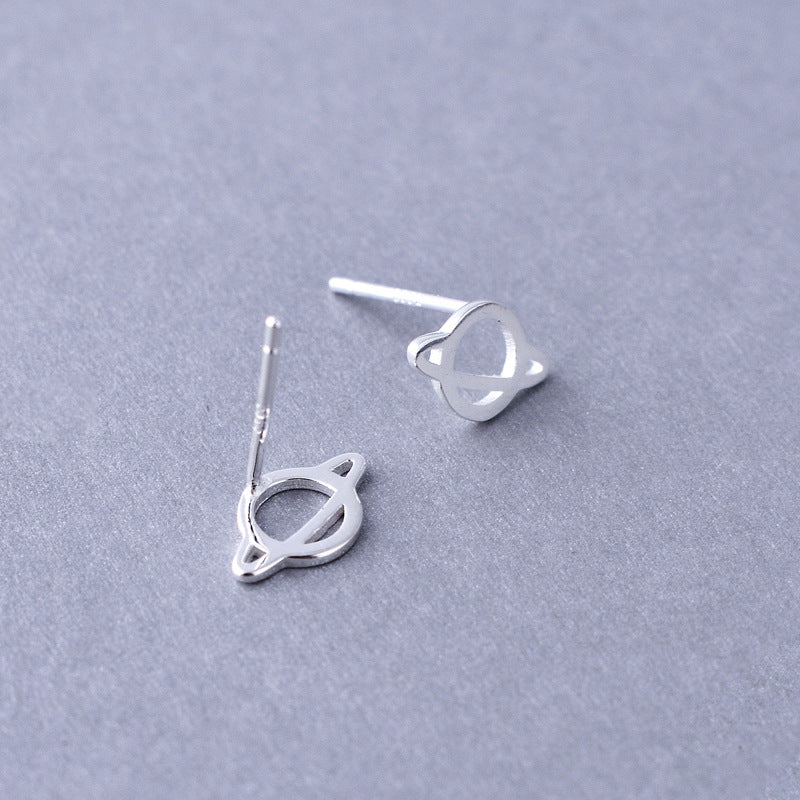 Luxyin 925 Sterling Silver Saturn Stud Earrings - Cute & Quirky
