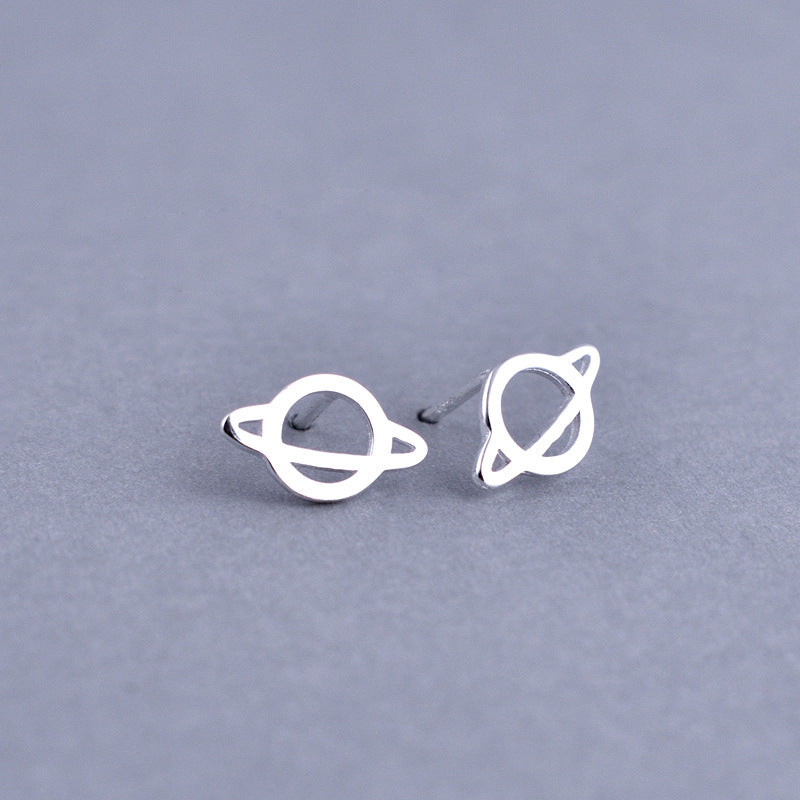 Luxyin 925 Sterling Silver Saturn Stud Earrings - Cute & Quirky