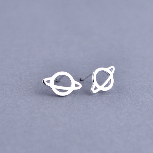 Luxyin 925 Sterling Silver Saturn Stud Earrings - Cute & Quirky