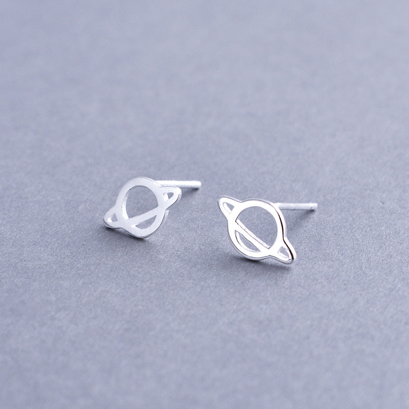 Luxyin 925 Sterling Silver Saturn Stud Earrings - Cute & Quirky