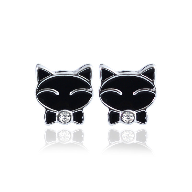 Luxyin 925 Sterling Silver Cute Kitty Stud Earrings