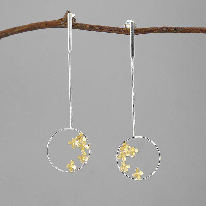 Luxyin Whispers of Osmanthus: Sterling Silver Chinese Earrings