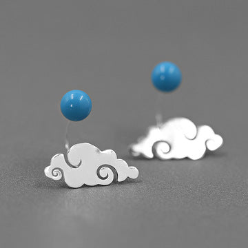 Luxyin Cloud & Crystal Raindrop Sterling Silver Earrings