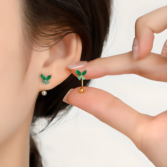 Emerald Butterfly Stud Earrings 2024 Collection
