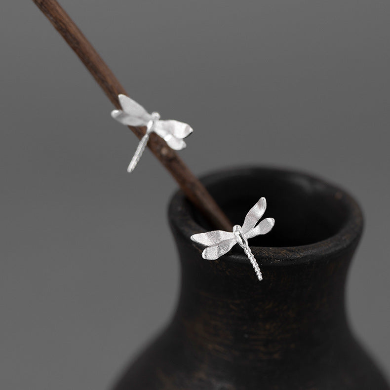 Luxyin Dragonfly Whispers: Sterling Silver Studs