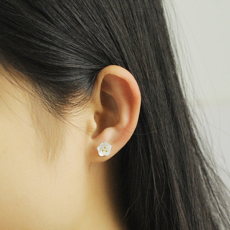 Luxyin 925 Sterling Silver Sunflower Stud Earrings - Korean Style