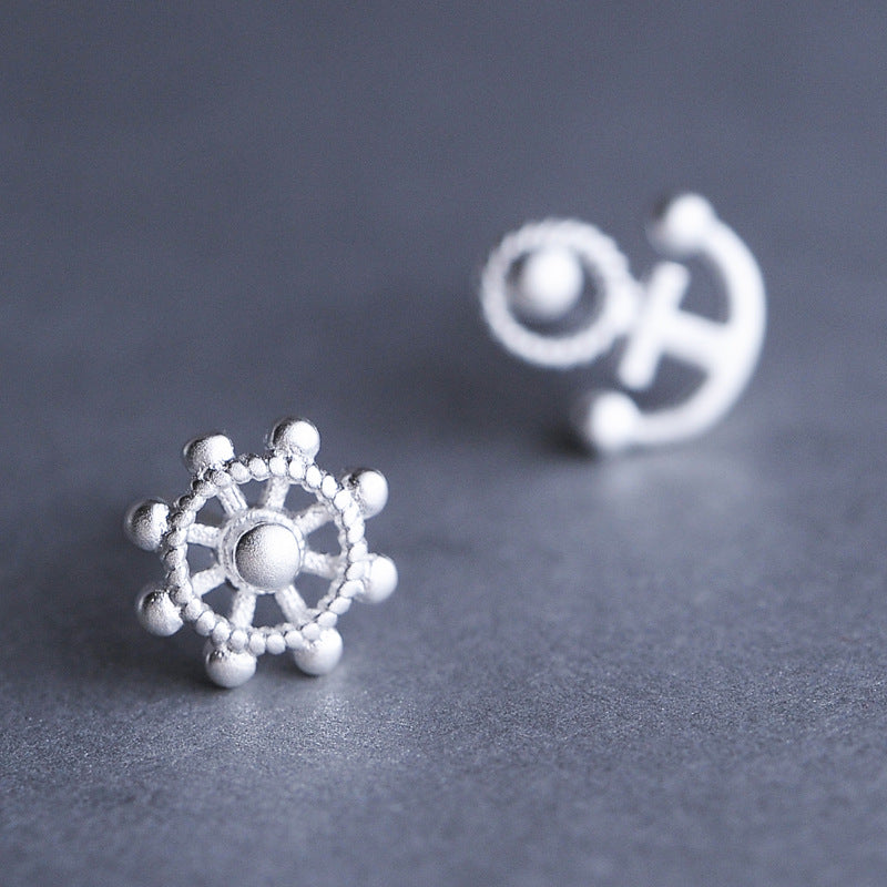 Luxyin 925 Sterling Silver Nautical Charm Stud Earrings