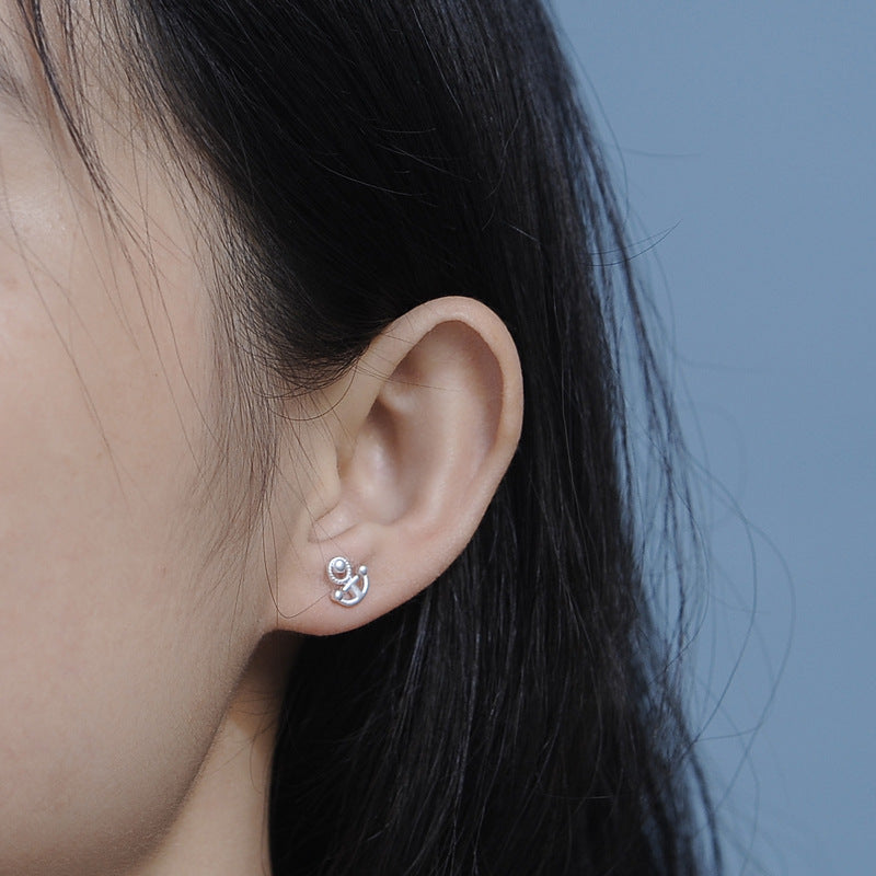 Luxyin 925 Sterling Silver Nautical Charm Stud Earrings