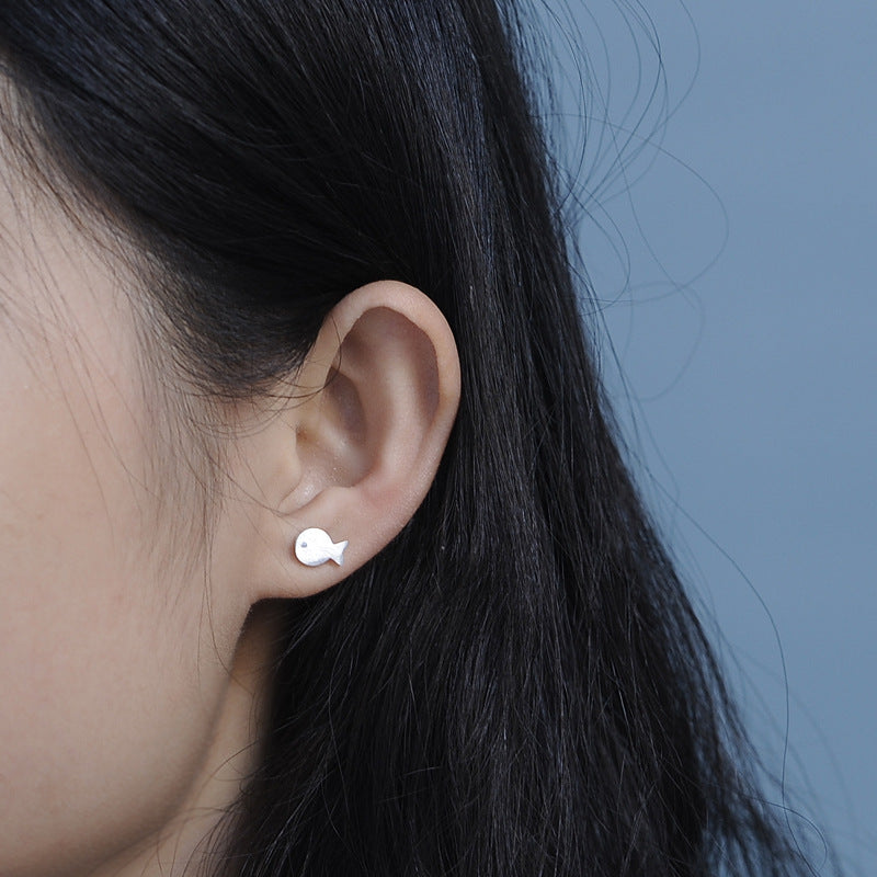 Luxyin Sterling Silver Little Fish Stud Earrings
