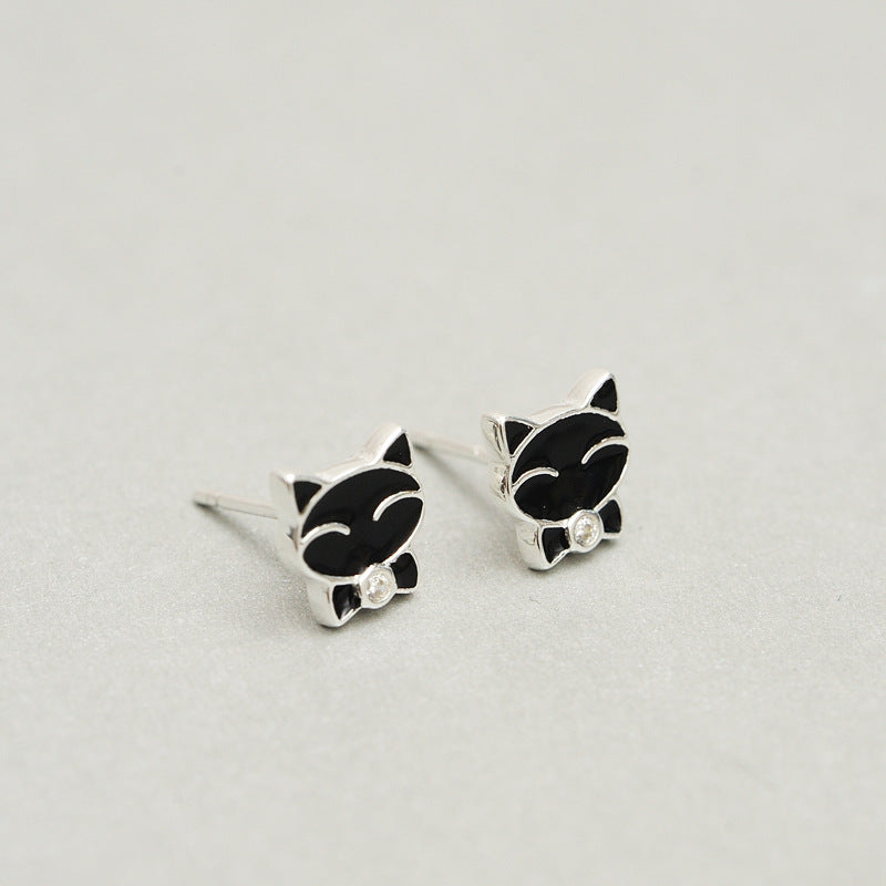 Luxyin 925 Sterling Silver Cute Kitty Stud Earrings