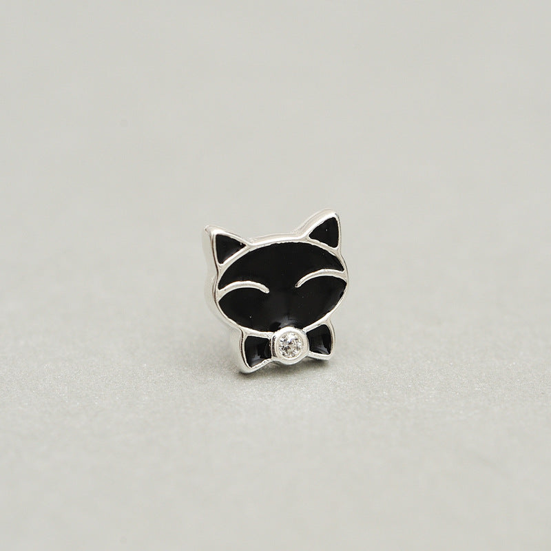 Luxyin 925 Sterling Silver Cute Kitty Stud Earrings