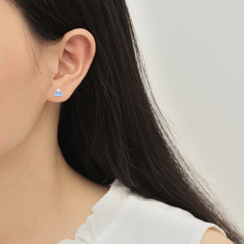 Luxyin S925 Silver Graduated Blue Enamel Mountain Stud Earrings