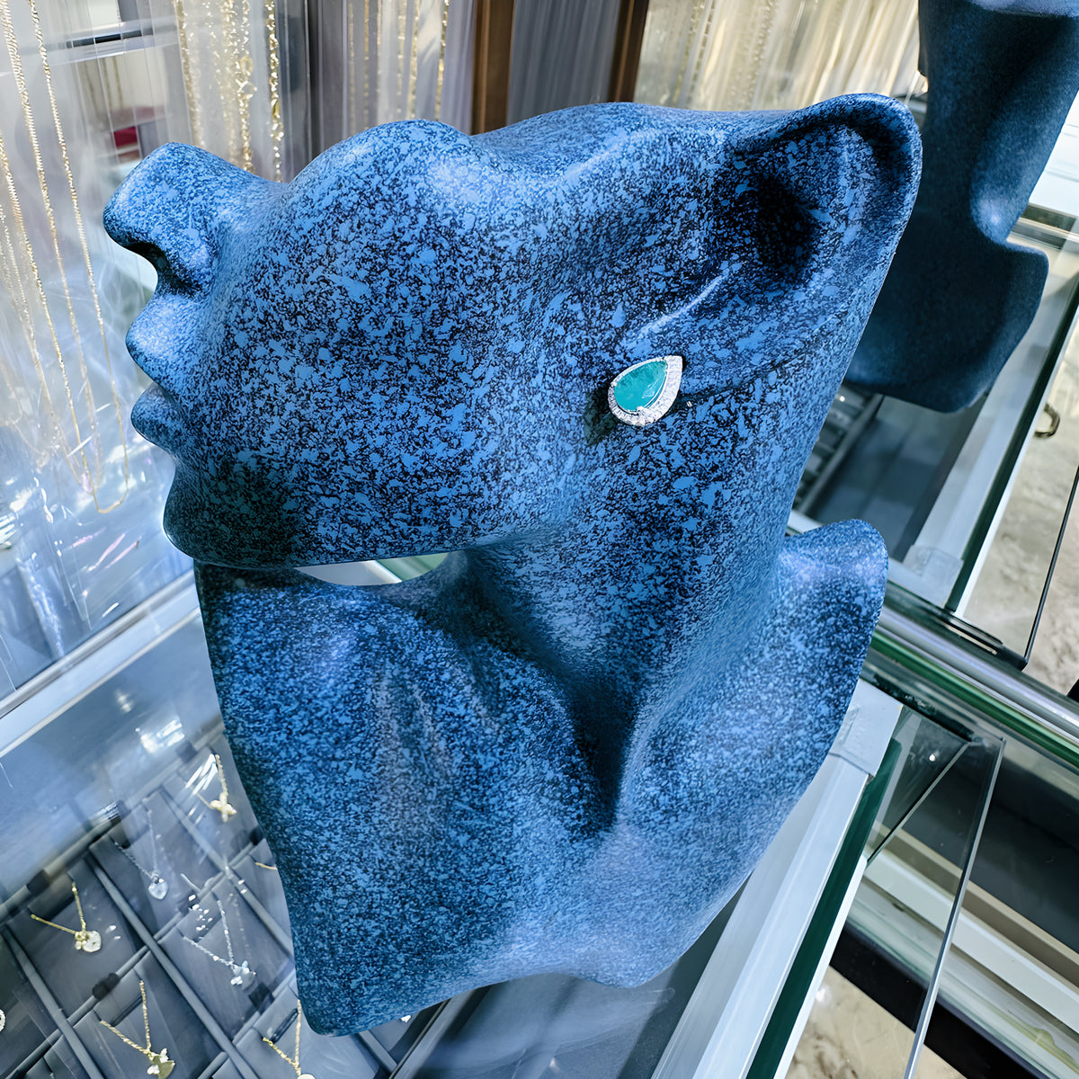 6x9mm Teardrop Synthetic Emerald Stud Earrings 925 Sterling Silver