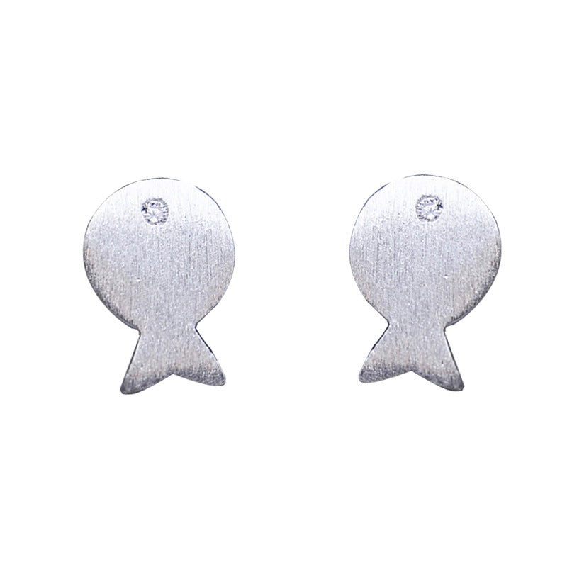 Luxyin Sterling Silver Little Fish Stud Earrings