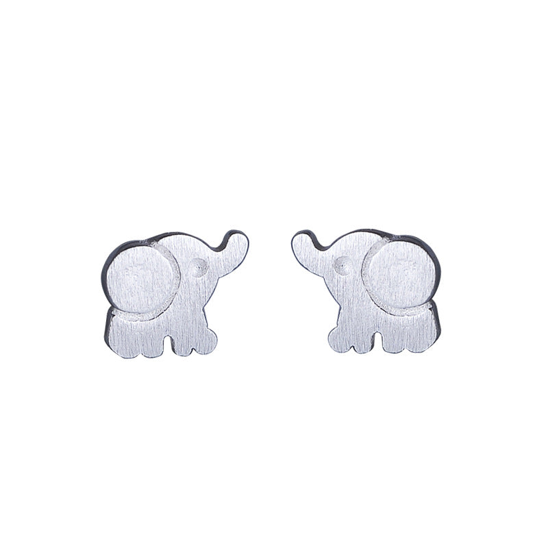 Luxyin Sterling Silver Cute Elephant Stud Earrings
