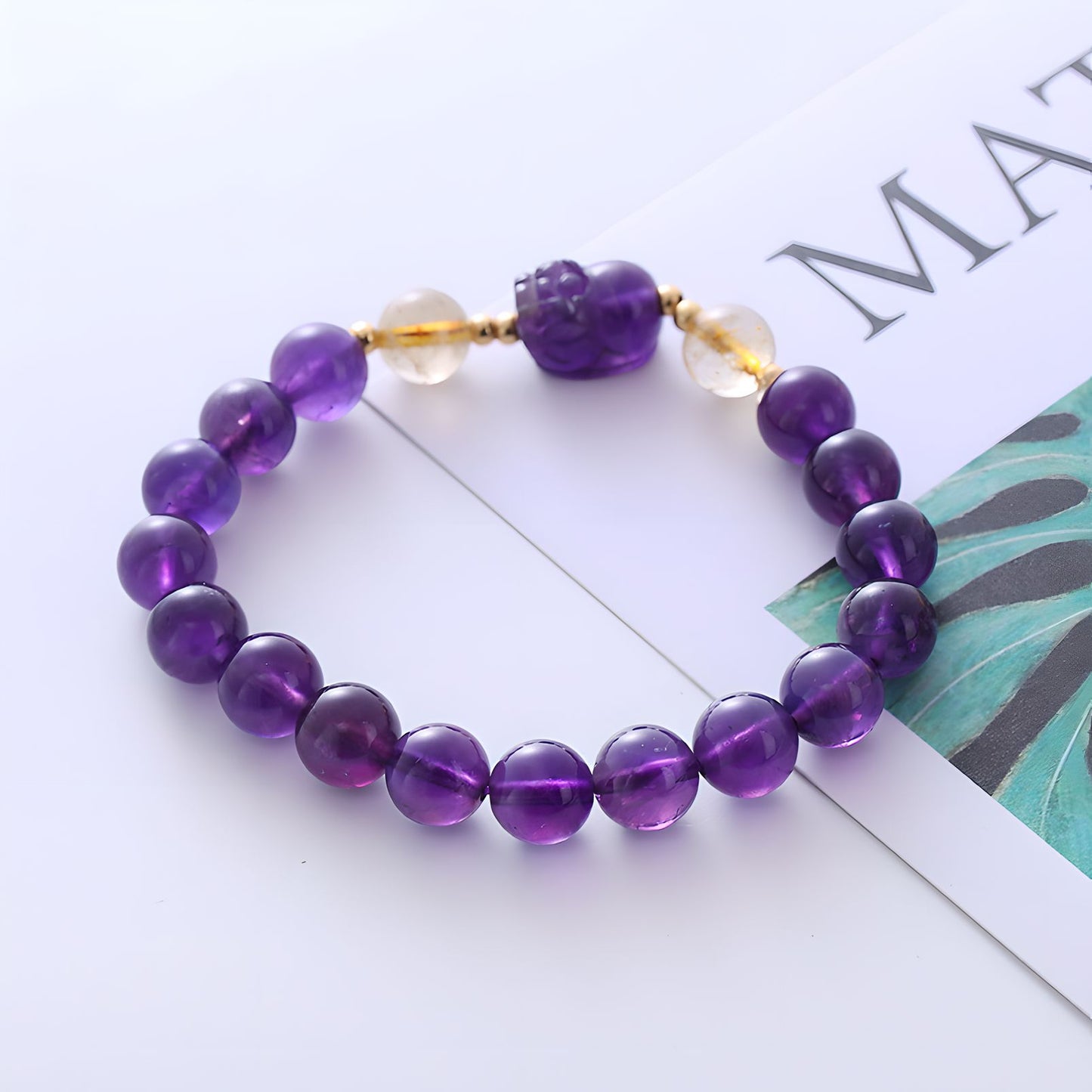Luxyin Elsa Amethyst Crystal Bead Bracelet