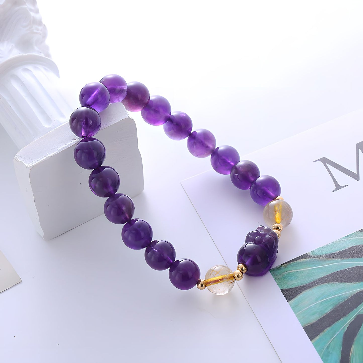Luxyin Elsa Amethyst Crystal Bead Bracelet