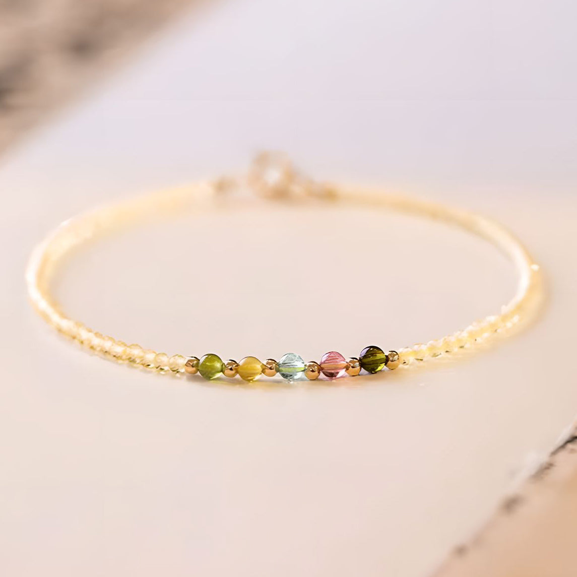 Pulsera de cuentas de cristal citrino Luxyin Aaliyah