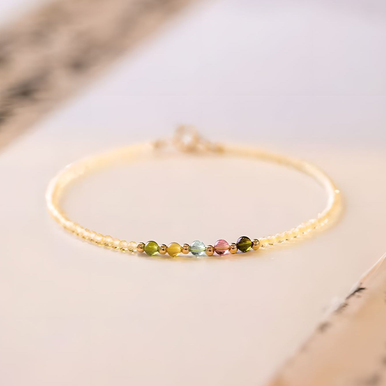 Pulsera de cuentas de cristal citrino Luxyin Aaliyah