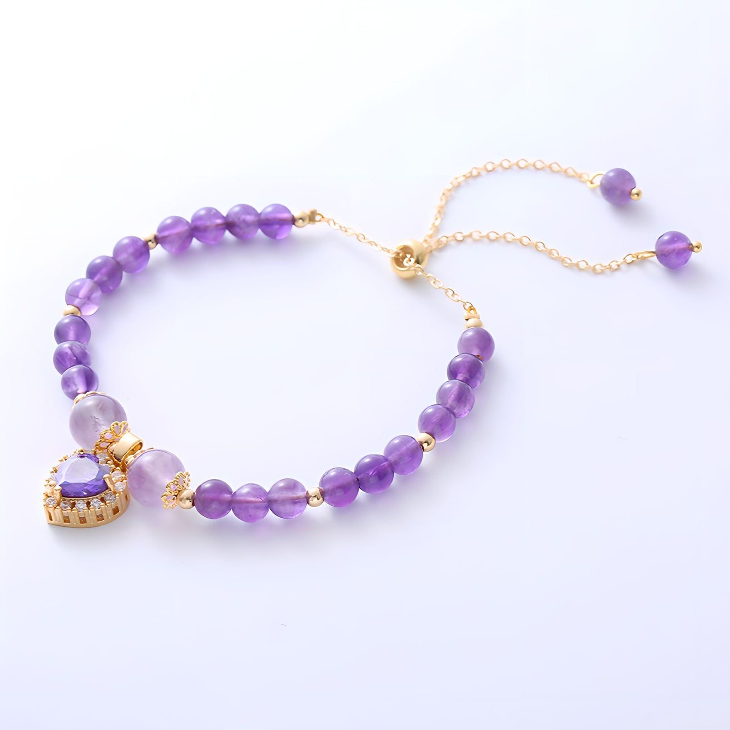 Luxyin Chaya Amethyst Crystal Bead Bracelet
