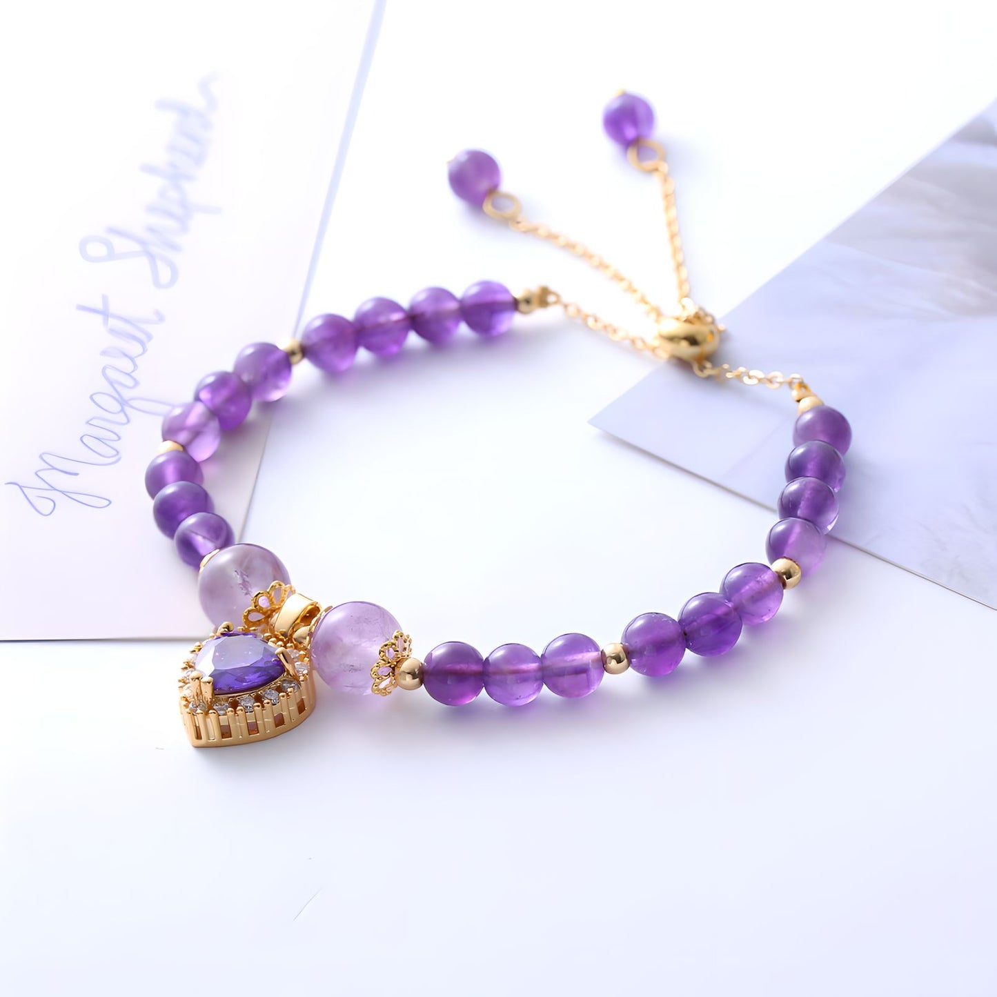 Luxyin Chaya Amethyst Crystal Bead Bracelet