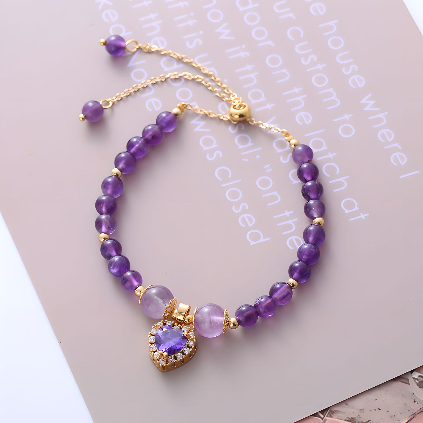 Luxyin Chaya Amethyst Crystal Bead Bracelet