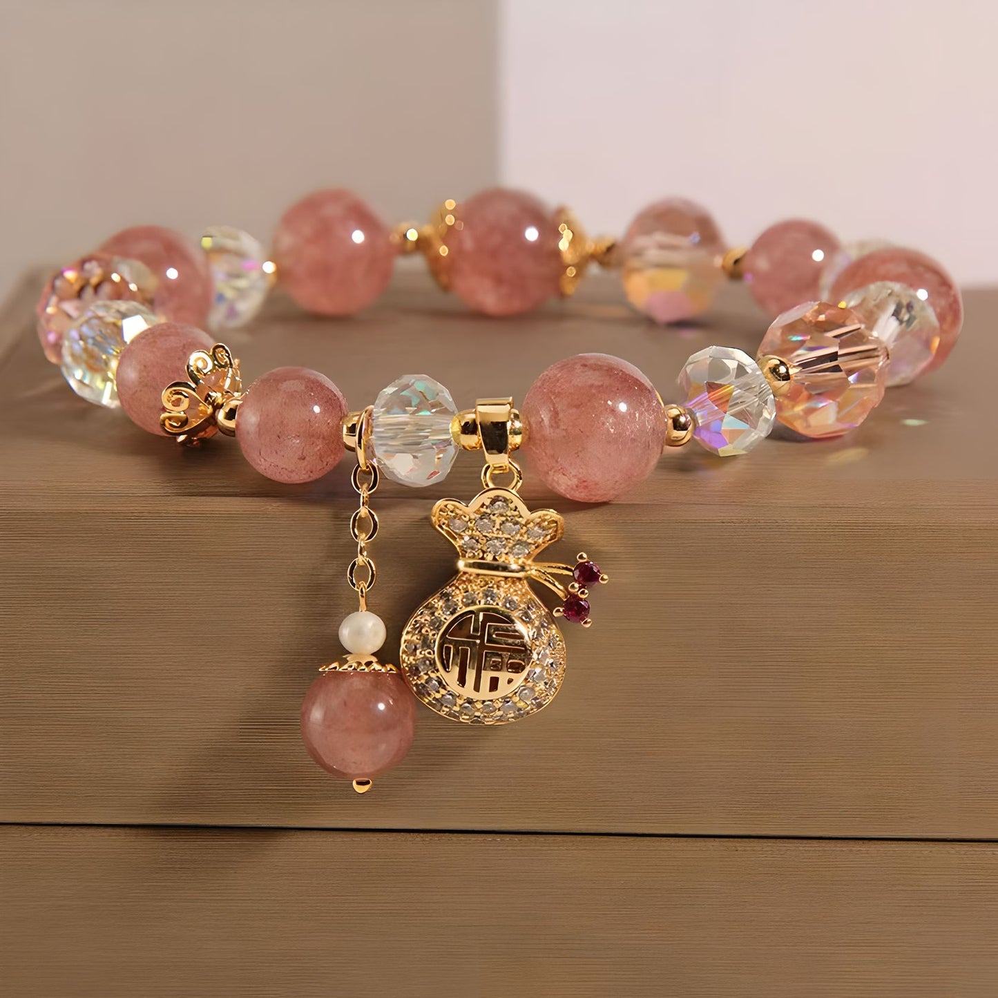 Pulsera Luxyin Kama Cuarzo Fresa
