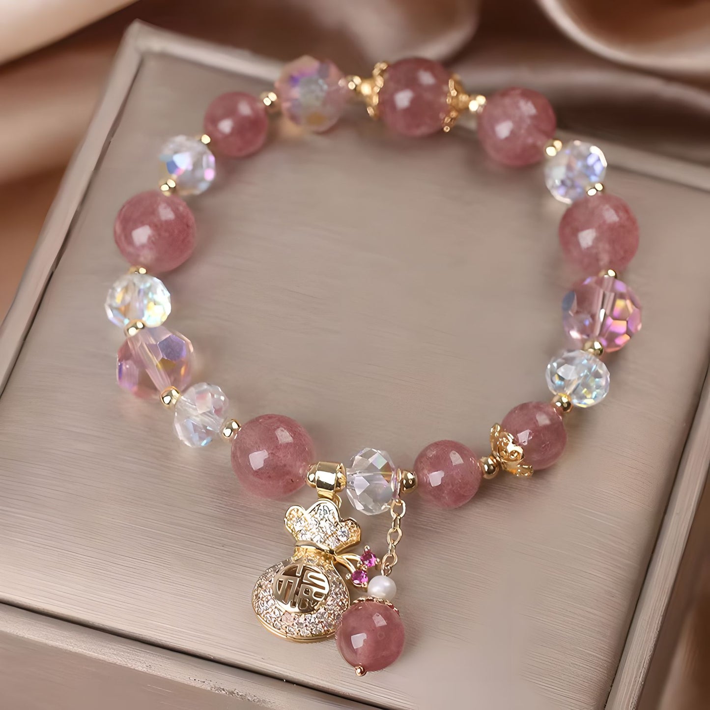 Pulsera Luxyin Kama Cuarzo Fresa