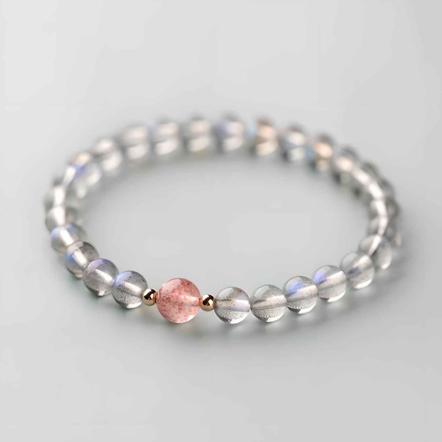 Luxyin Karen Grey Moonstone Crystal Bead Bracelet