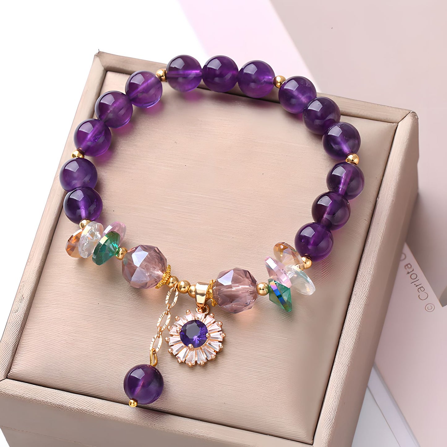 Luxyin Katherine Amethyst Crystal Bead Bracelet